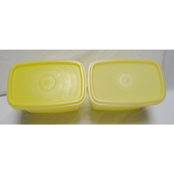 Lot of 2 Vintage Tupperware Storage Container Bright Yellow 1243-2 with Lids - Picture 7 of 7